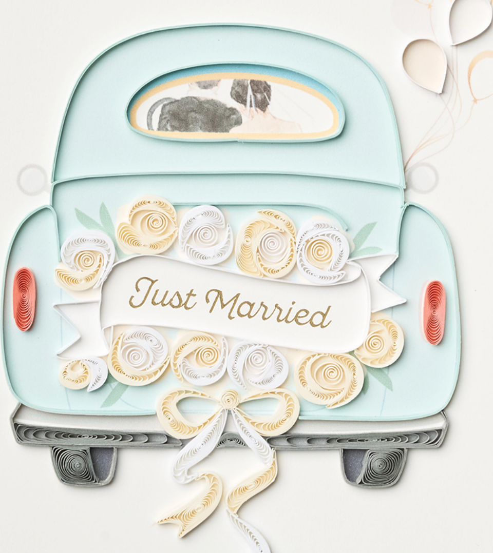 Design Design Handcrafted Wedding Card –Newlywed Car Ride – 1 Card & 1 Envelope