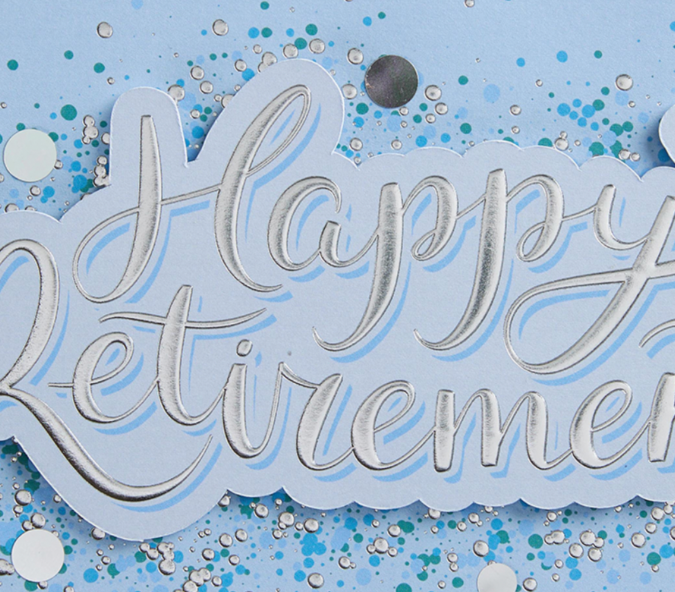 Design Design Handcrafted Card – Happy Retirement – 1 Card & 1 Envelope