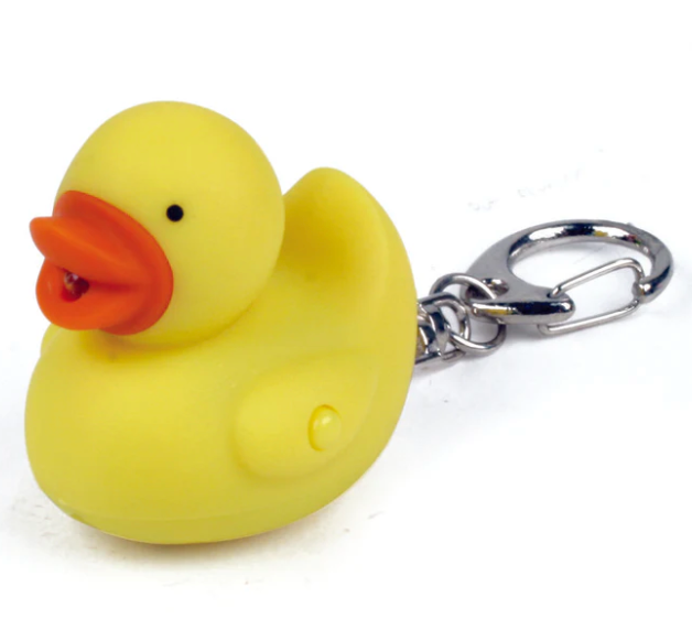 Kikkerland Mini LED Keychain with Quacking Sound – Rubber Duck