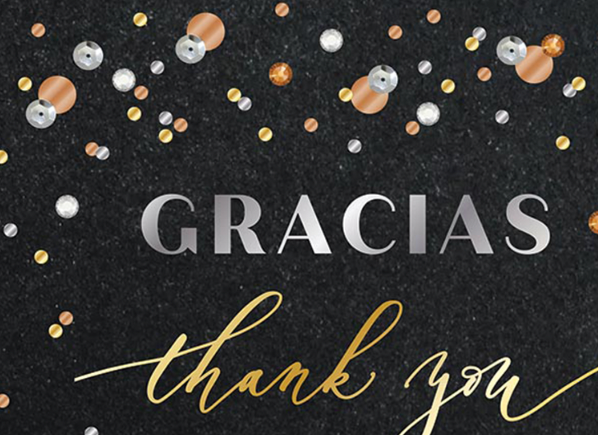 Design Design Handcrafted Card – Mixed Metallics Thank You – 1 Card & 1 Envelope