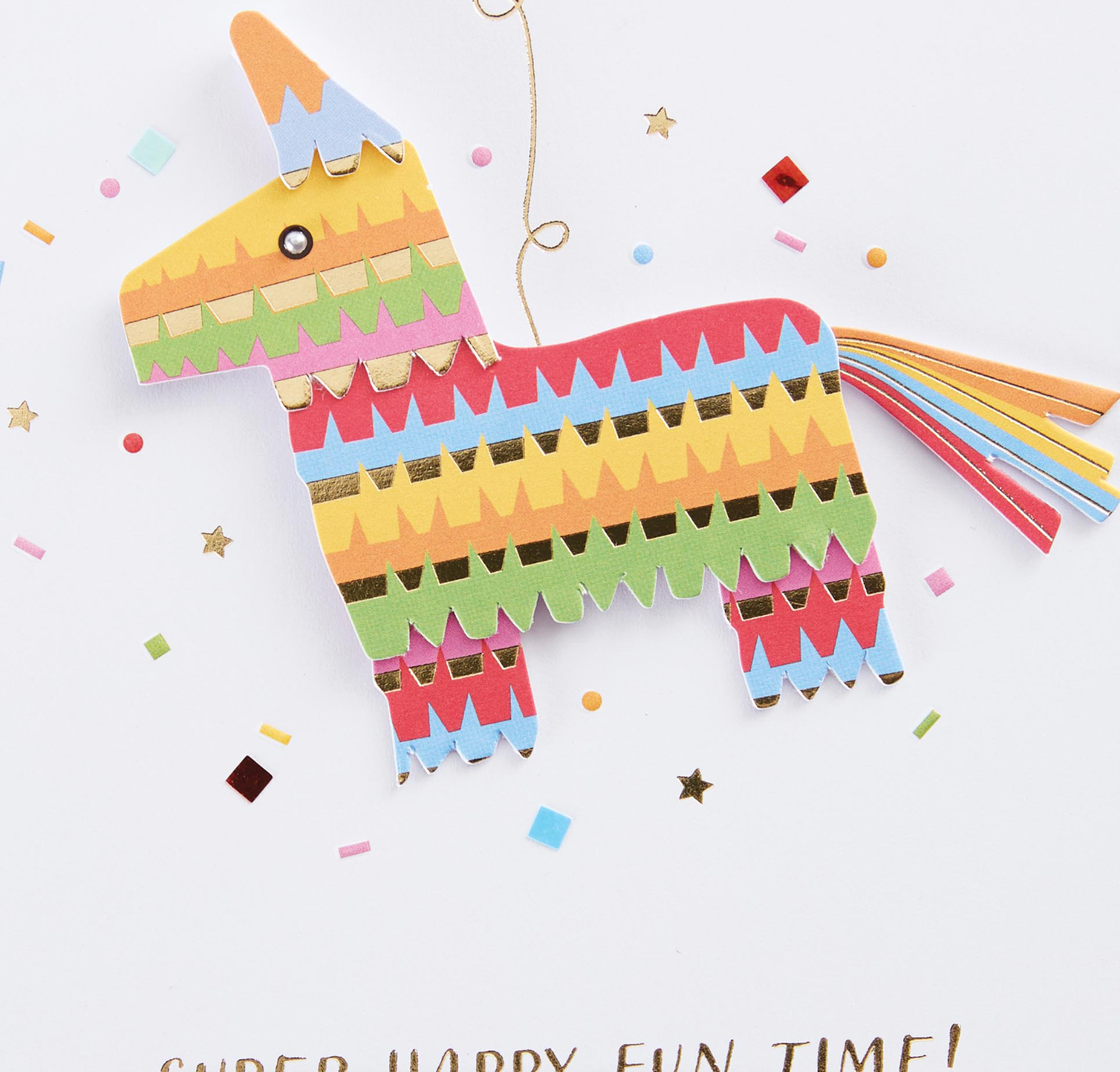 Design Design Handcrafted Birthday Card – Fringed Pinata – 1 Card & 1 Envelope