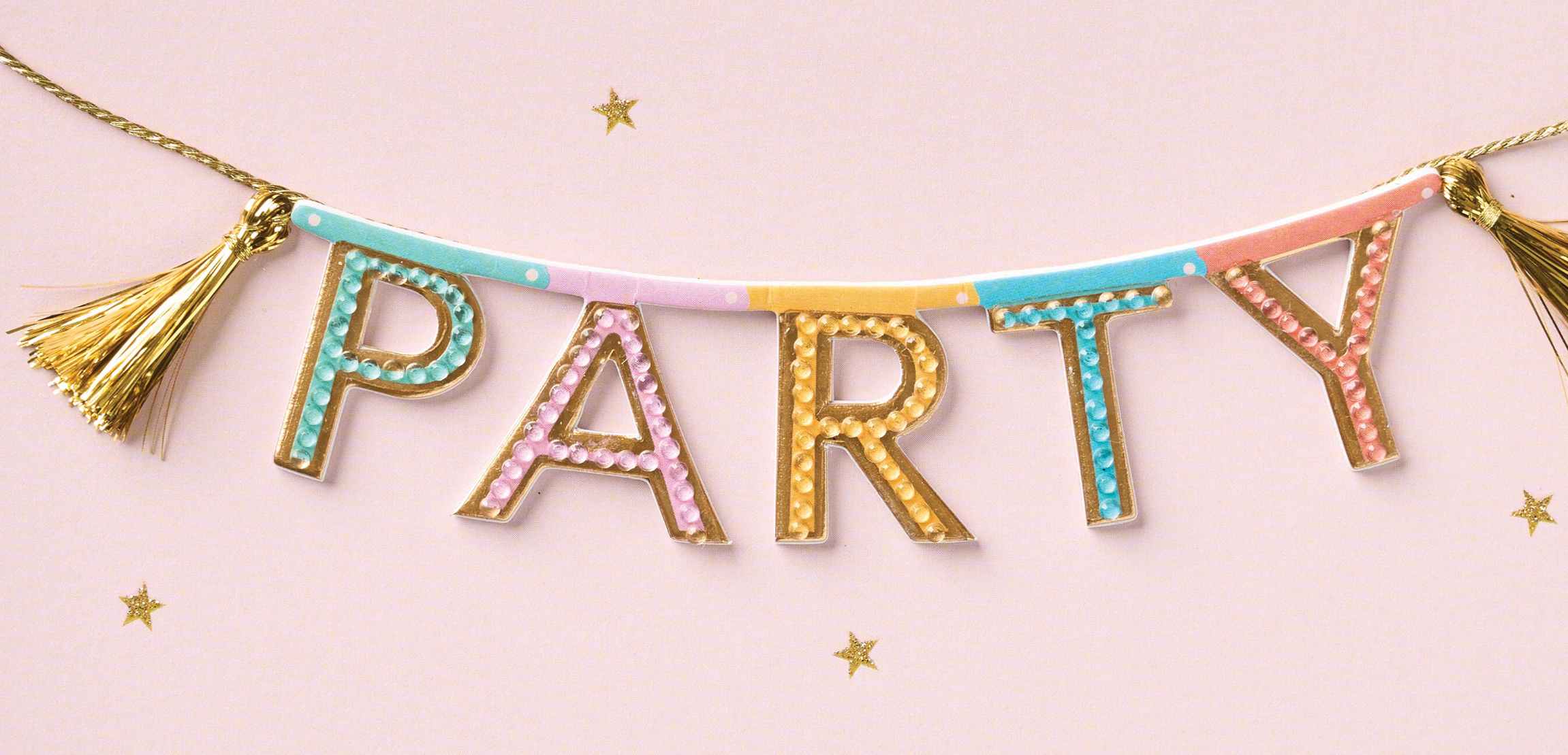 Design Design Handcrafted Birthday Card – Party Time Banner – 1 Card & 1 Envelope