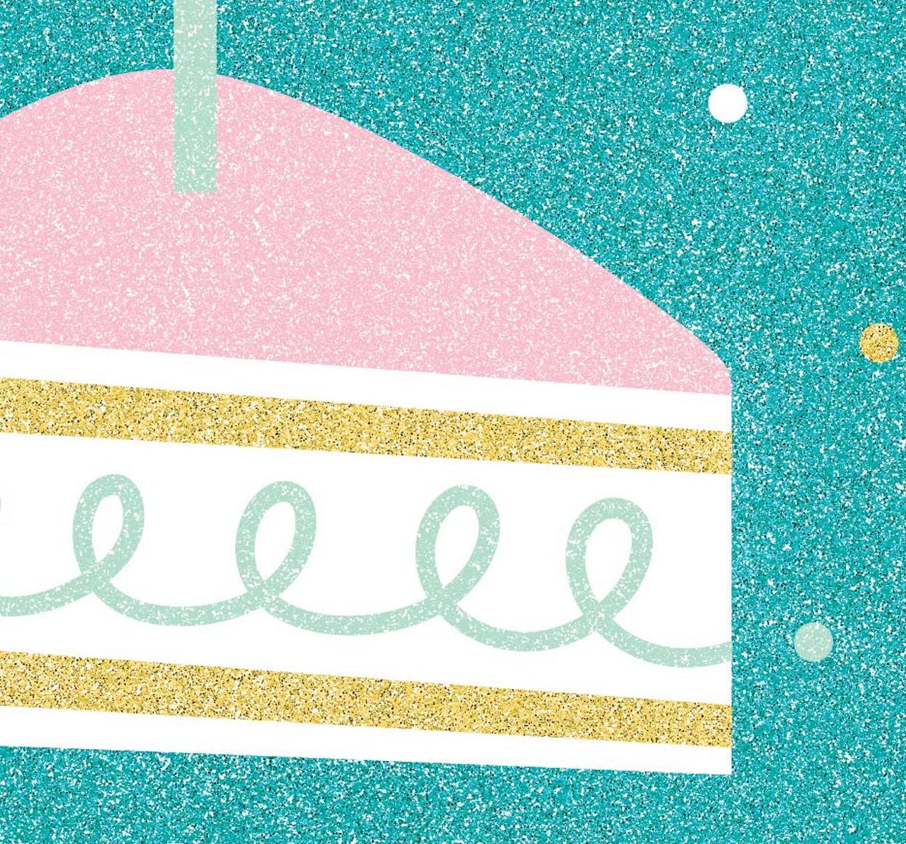 Design Design Handcrafted Birthday Card – Glitter Cake Slice – 1 Card & 1 Envelope