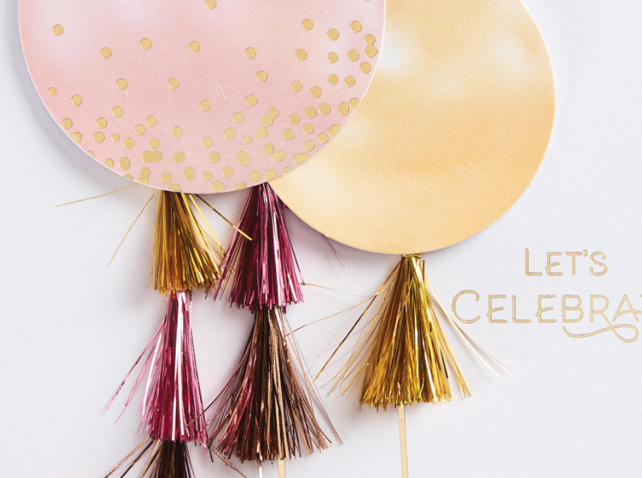 Design Design Handcrafted Birthday Card – Tassel Pretty Balloons – 1 Card & 1 Envelope