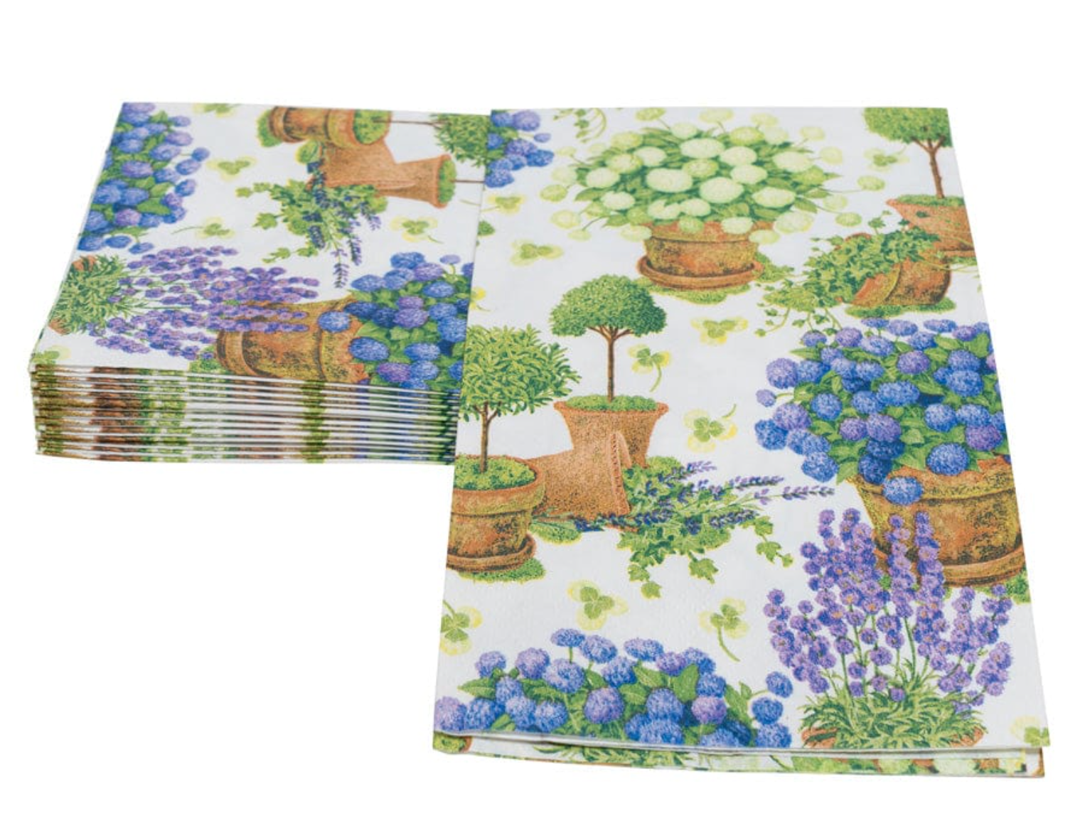 Caspari Potted Hydrangeas Paper Guest Towel Napkins – 15 Pk