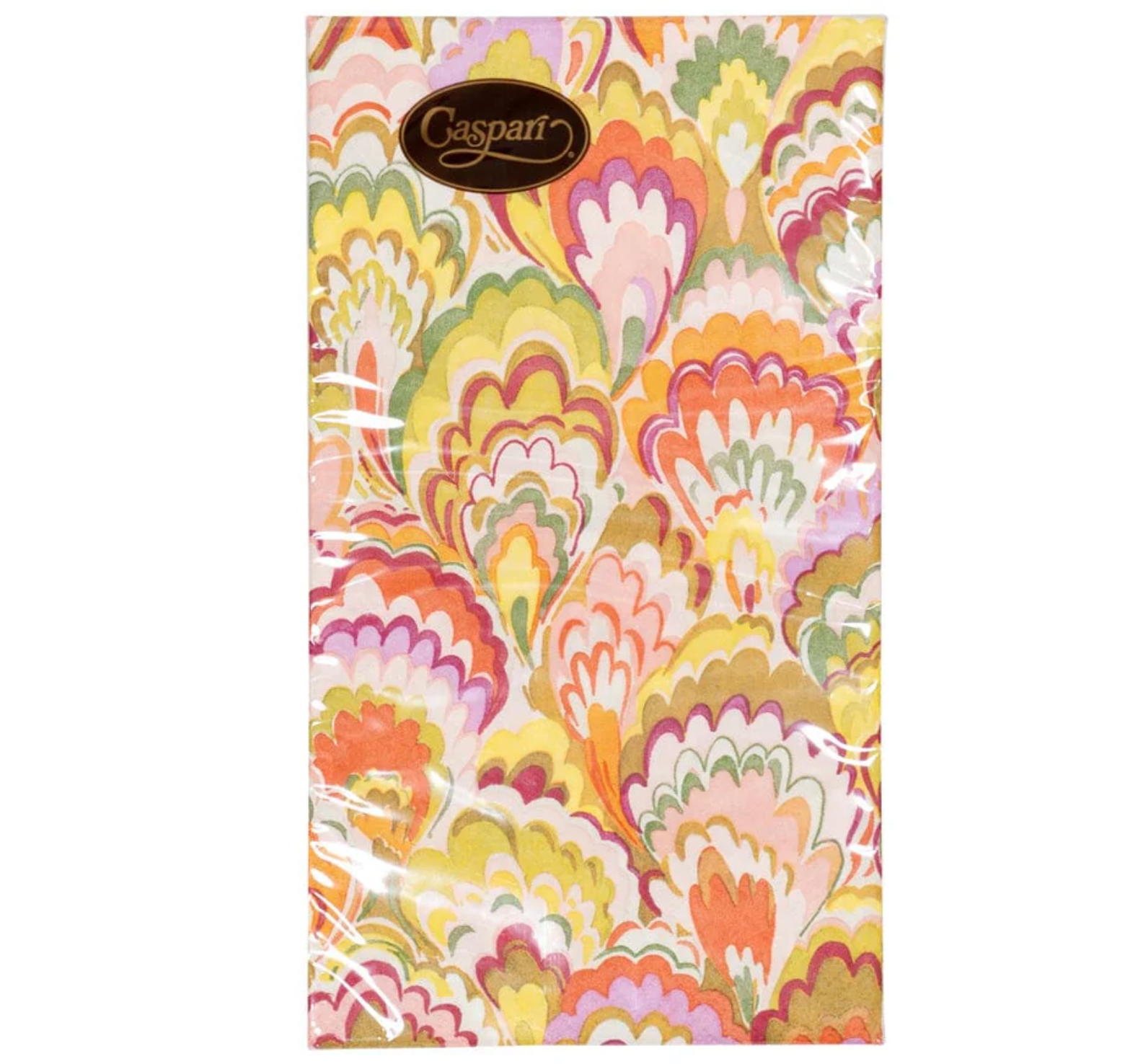 Caspari Marbled Ceramica Raspberry & Chartreuse Paper Guest Towel Napkins – 15 Pk