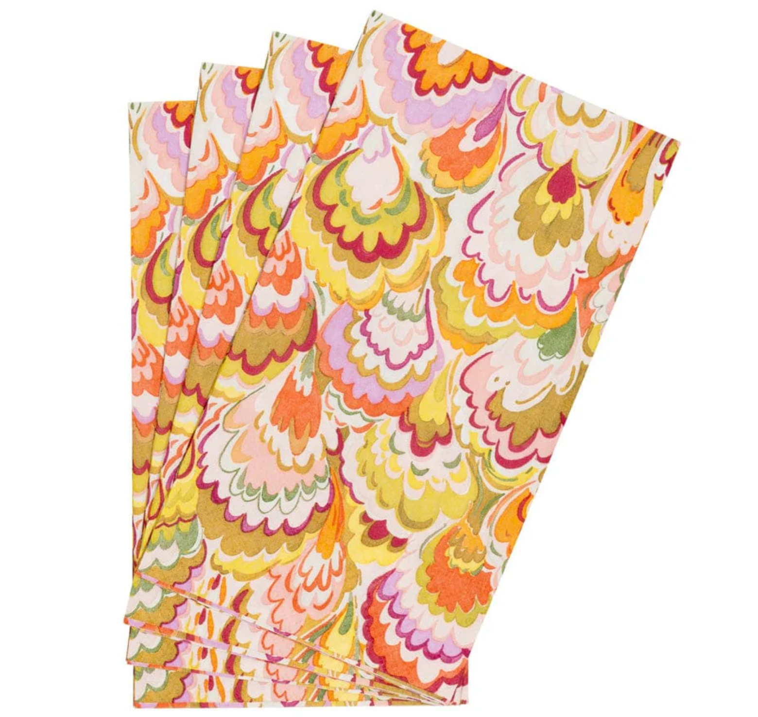 Caspari Marbled Ceramica Raspberry & Chartreuse Paper Guest Towel Napkins – 15 Pk