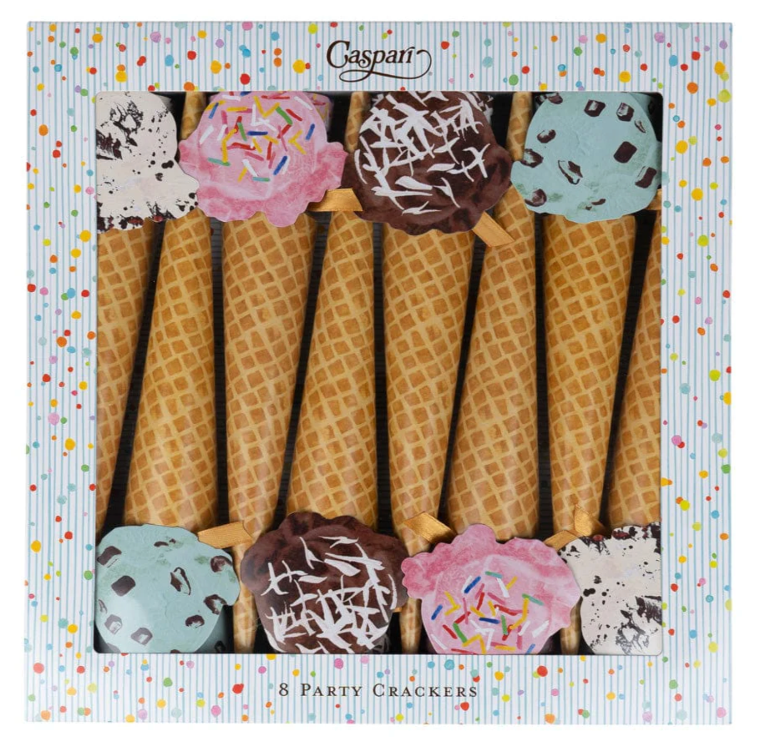 Caspari Ice Cream Cones Celebration Crackers – 8 Pack