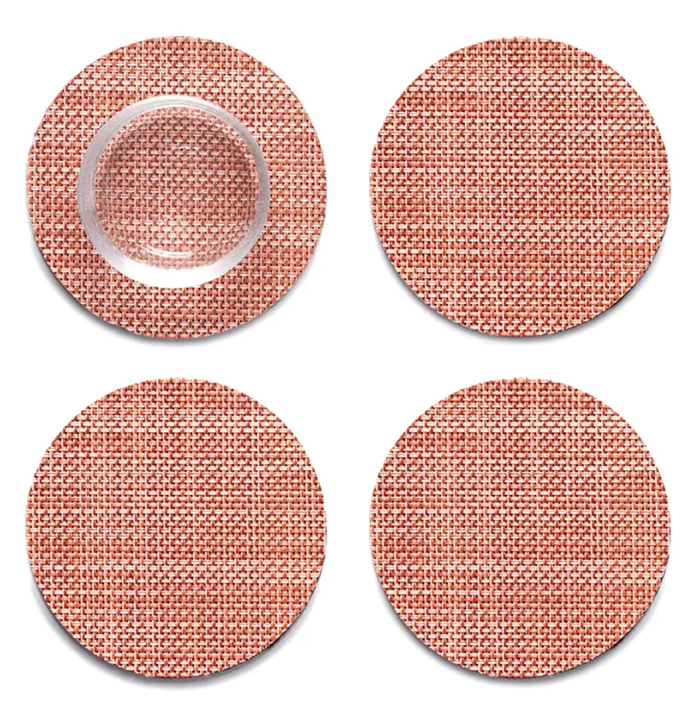 Chilewich Mini Basketweave Coasters - Clay – Set of 4