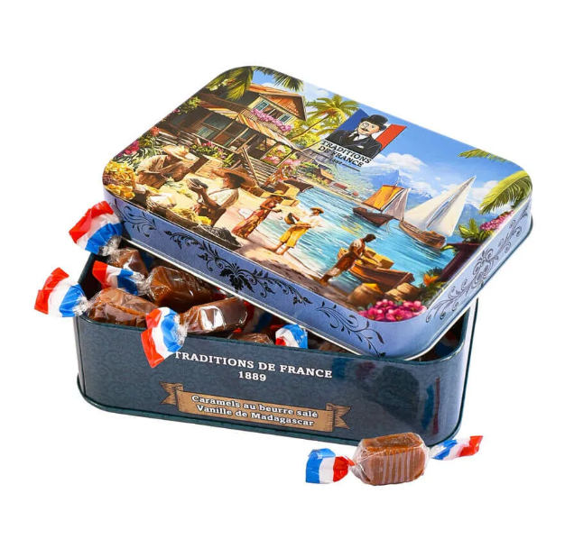 Traditions de France Tin of Handmade Carmel Soft Candies – Vanilla
