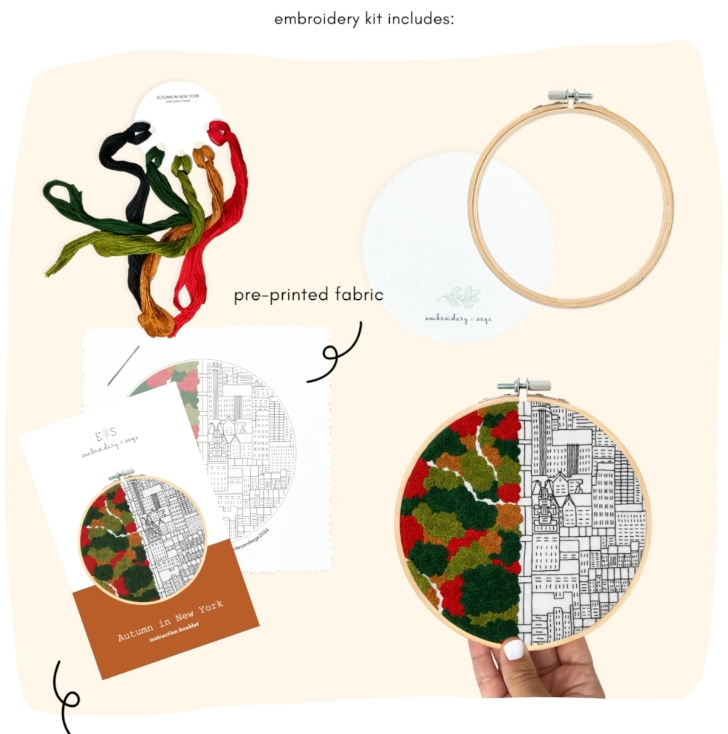 Embroidery & Sage – Autumn In NY - Embroidery Kit