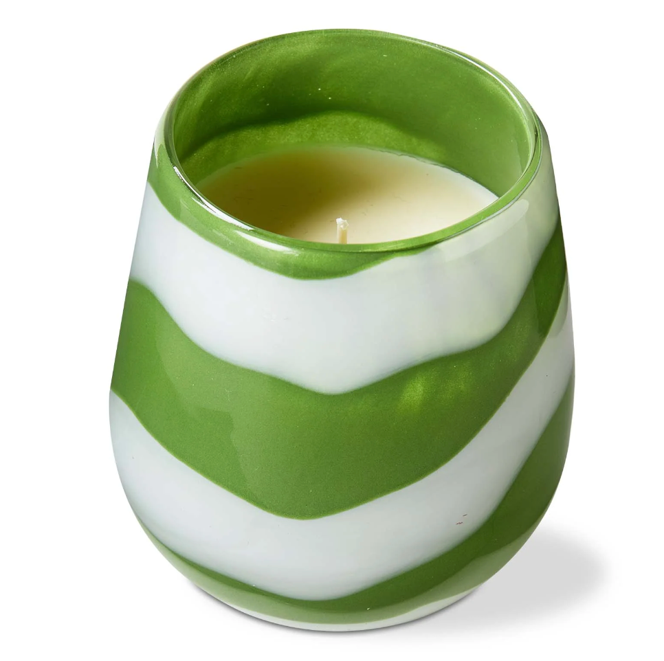 Tag Lime Green Glass Vessel Scented Citronella Candle – Citro + Peony – 4" x 3.5"