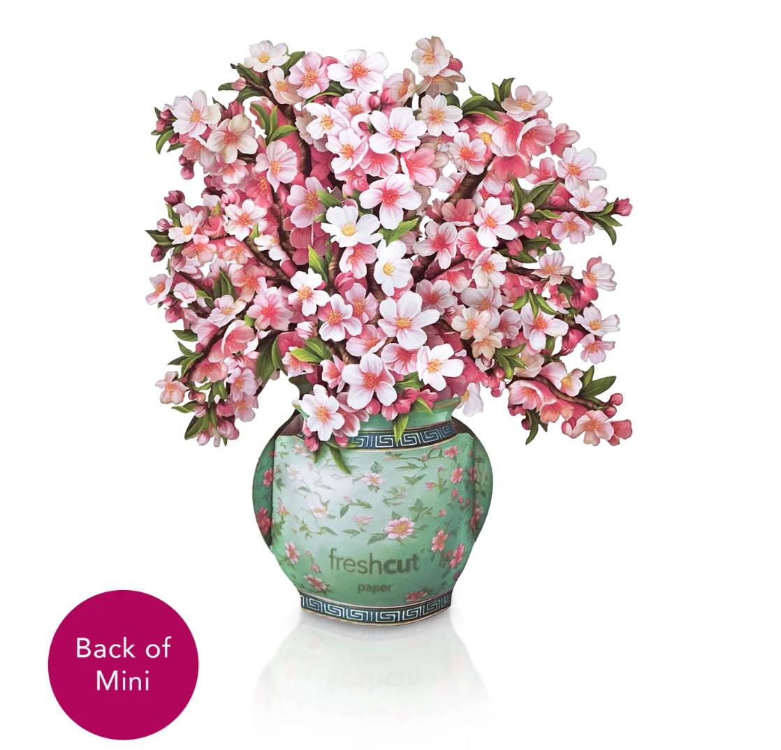 Fresh Cut Paper 3D Pop Up Flower Greeting Note Card – Mini Japanese Cherry Blossoms – 6" x 5"