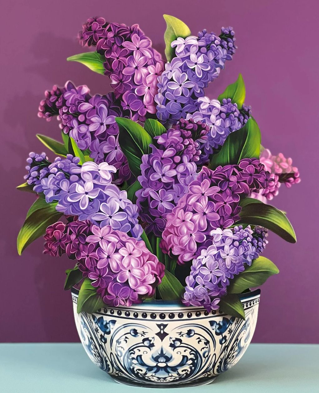 Fresh Cut Paper 3D Pop Up Flower Greeting Note Card – Garden Lilacs – 6" x 5"