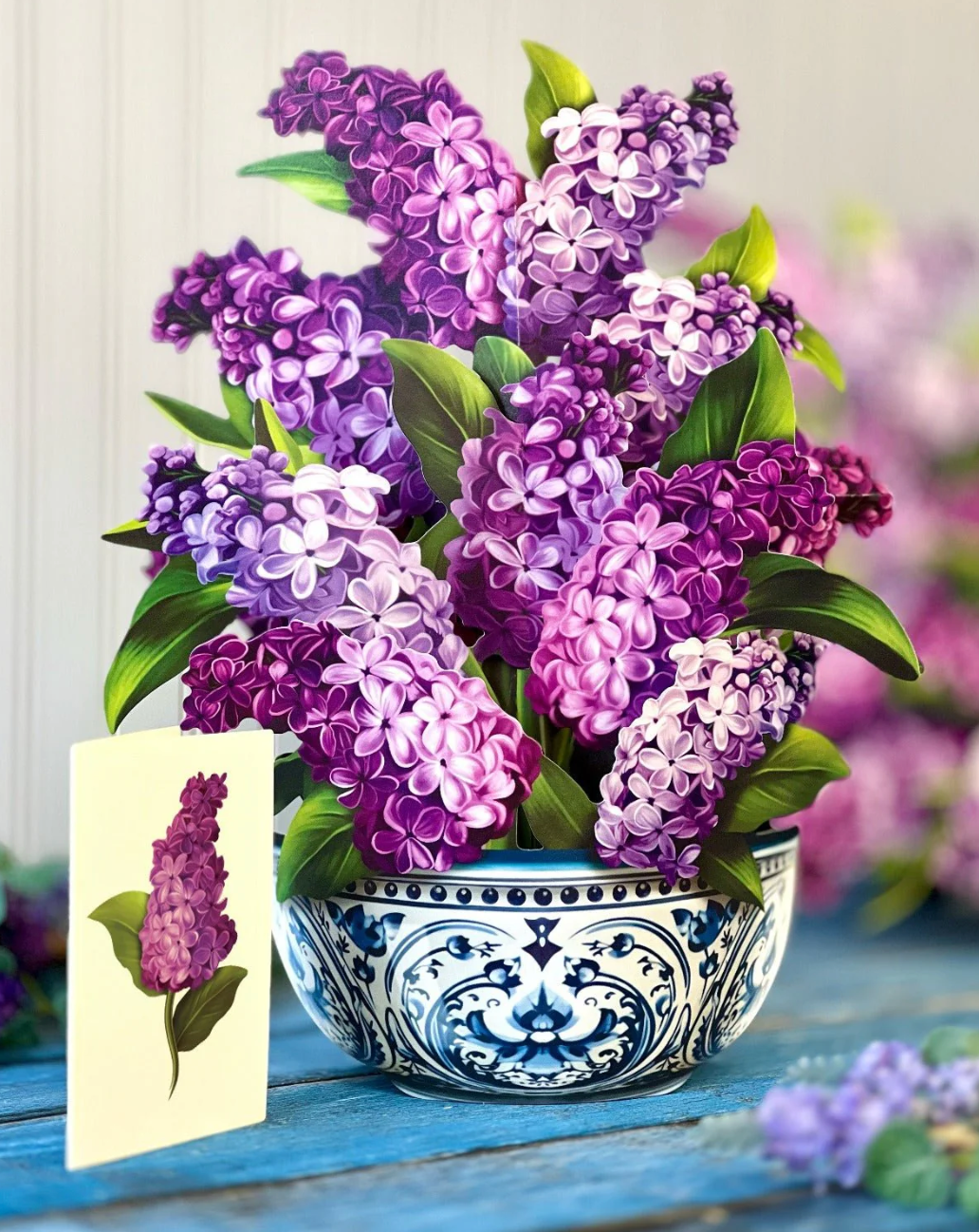 Fresh Cut Paper 3D Pop Up Flower Greeting Note Card – Garden Lilacs – 6" x 5"