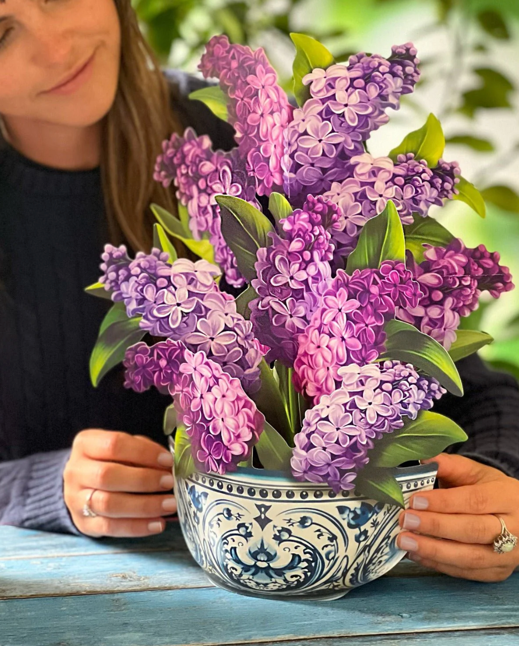 Fresh Cut Paper 3D Pop Up Flower Greeting Note Card – Garden Lilacs – 6" x 5"