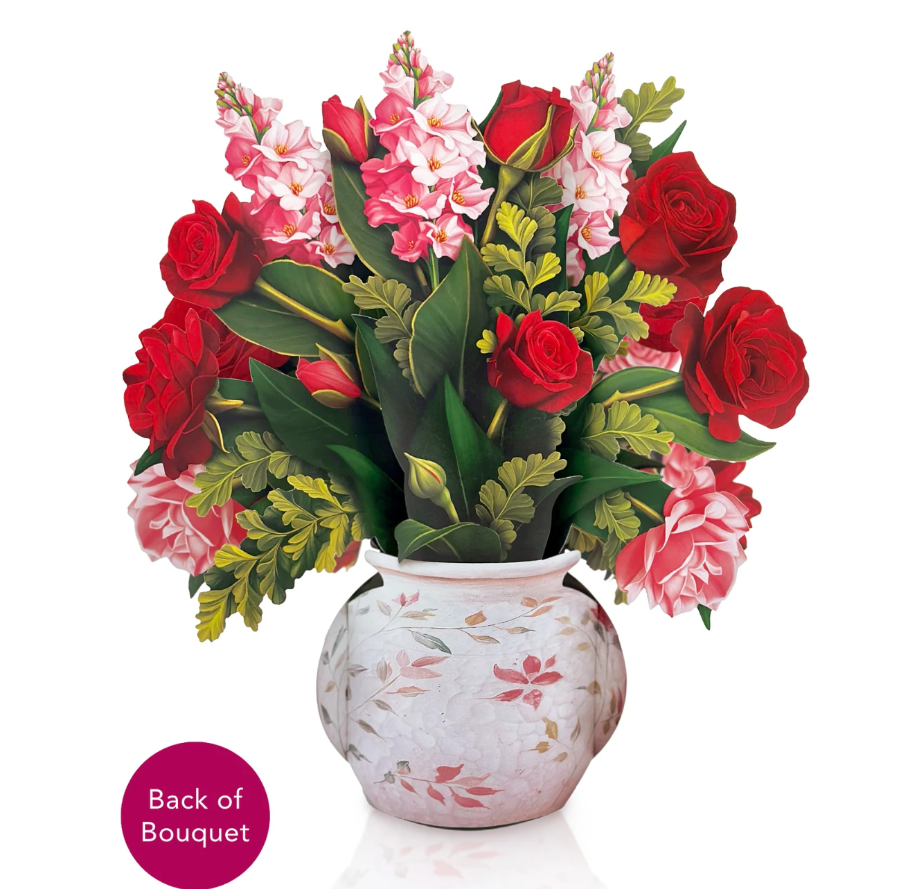 Fresh Cut Paper 3D Pop Up Flower Greeting Note Card – Blooming Roses – 6" x 5"