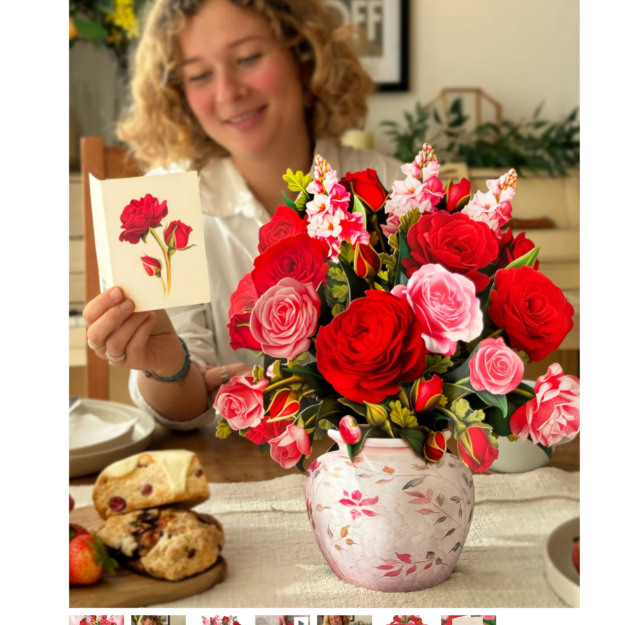 Fresh Cut Paper 3D Pop Up Flower Greeting Note Card – Blooming Roses – 6" x 5"