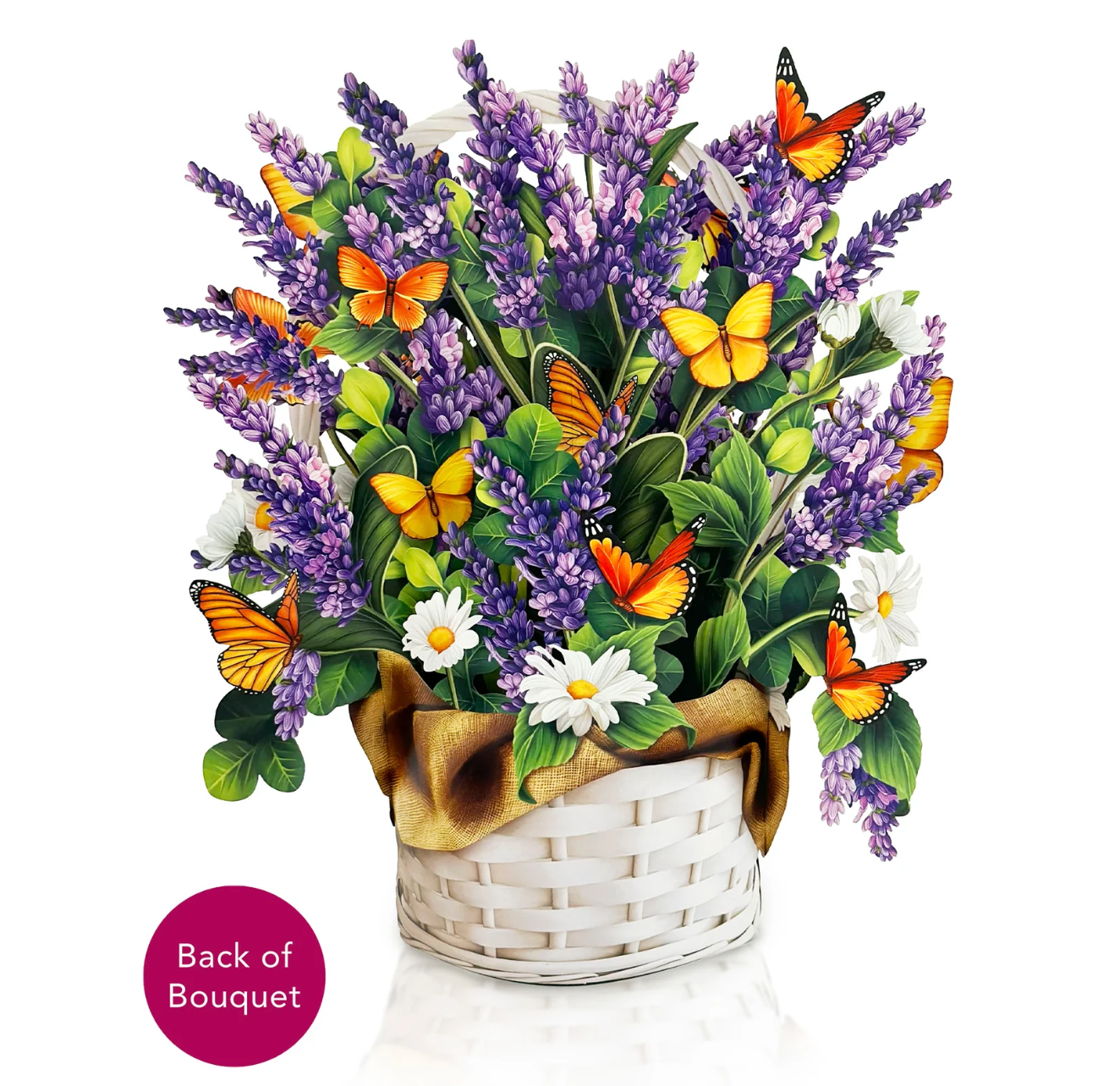 Fresh Cut Paper 3D Pop Up Flower Greeting Note Card – Lavender & Butterflies – 6" x 5"