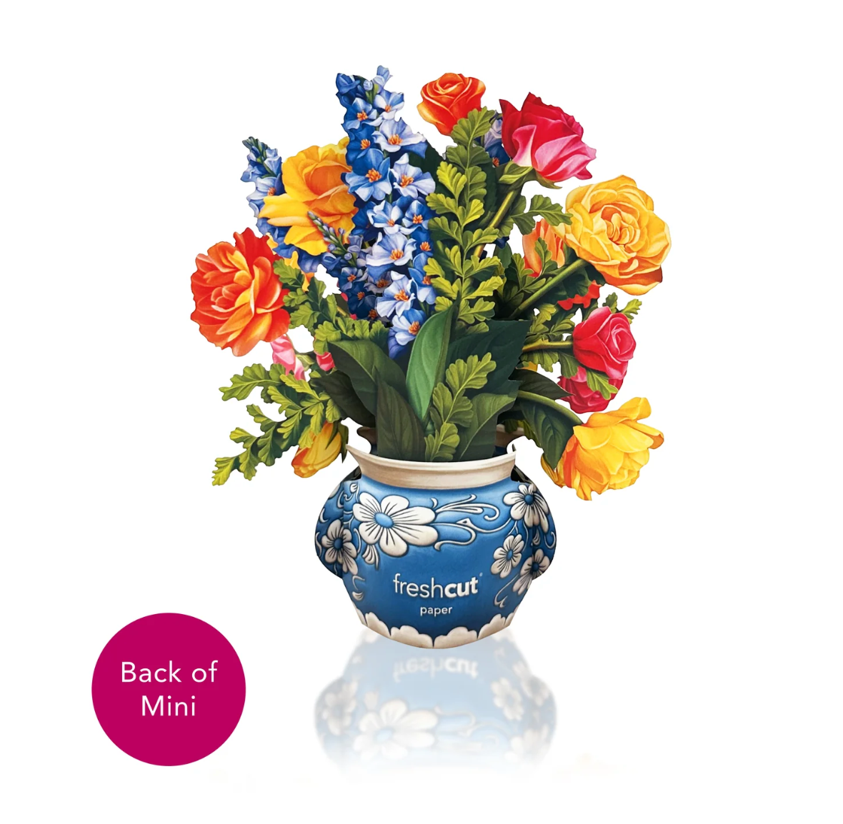 Fresh Cut Paper 3D Pop Up Flower Greeting Note Card – Sorbet Roses – 6" x 5"