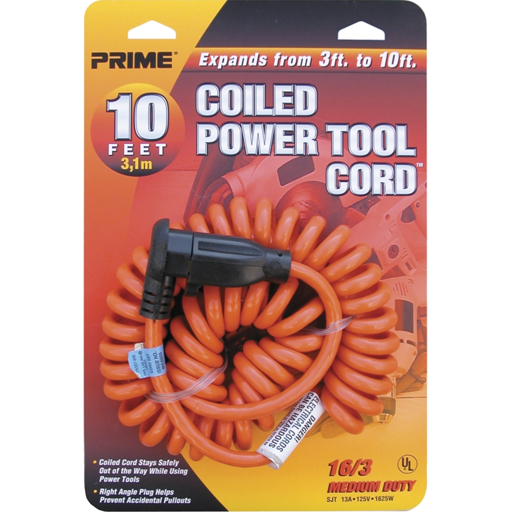 Power Tool Extension Cord – 125V – Stretches – 10ft. – Orange Sheath