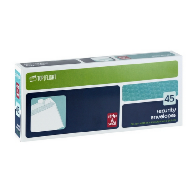 Top Flight Peel Off Strip #10 Envelope – 45 Pack