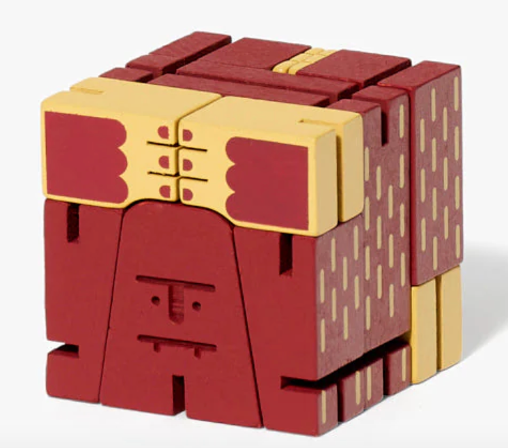Areaware Cubebot Cryptoids Wooden Toy Robot Puzzle – Sasquatch