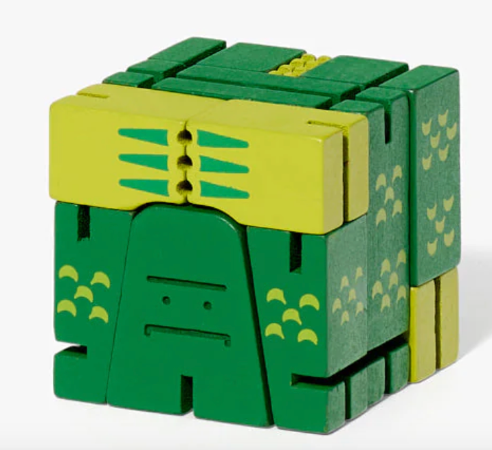 Areaware Cubebot Cryptoids Wooden Toy Robot Puzzle – Swamp Creature