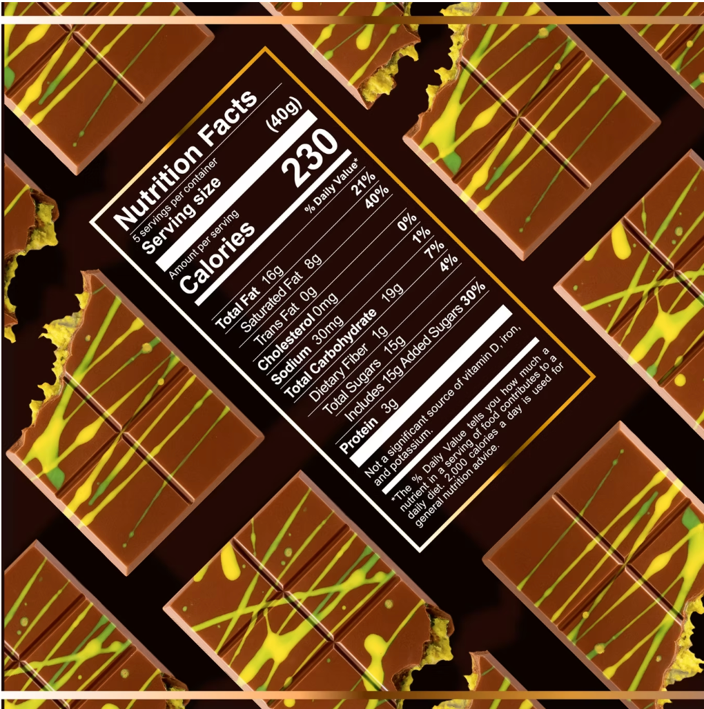 Dubai Milk Chocolate Bar - Handcrafted Pistachio Creme - Crispy Knafeh – 200g **