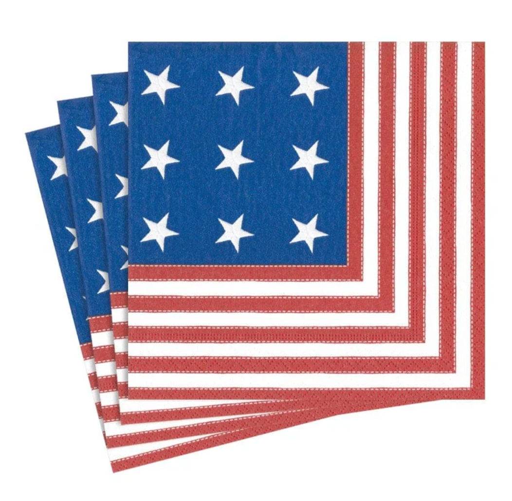 Caspari Star Spangled Paper Cocktail Napkins - 20pk
