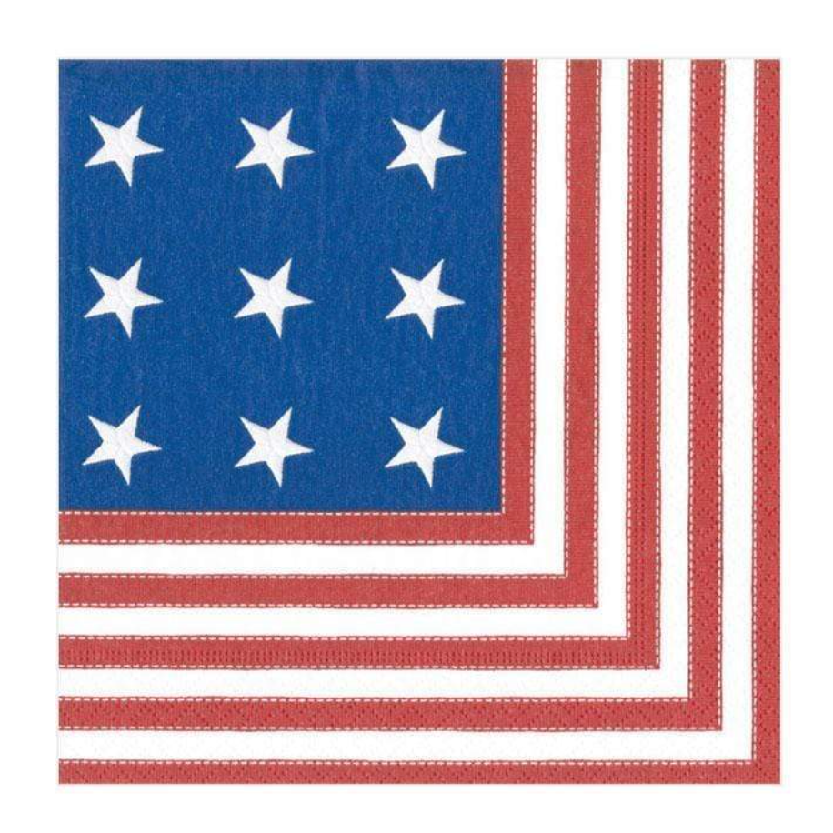 Caspari Star Spangled Paper Cocktail Napkins - 20pk