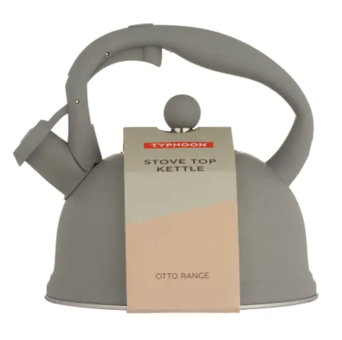 Typhoon Otto Stovetop Whistling Kettle – 1Qt. - Pastel Grey / Silver Lid