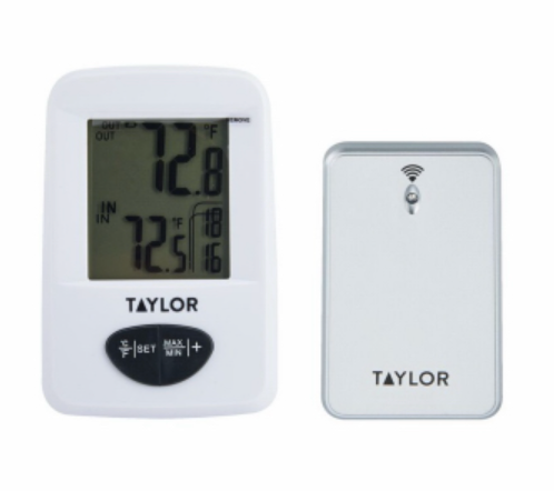 Tylor Digital Wireless Indoor/Outdoor Thermometer & Clock – White