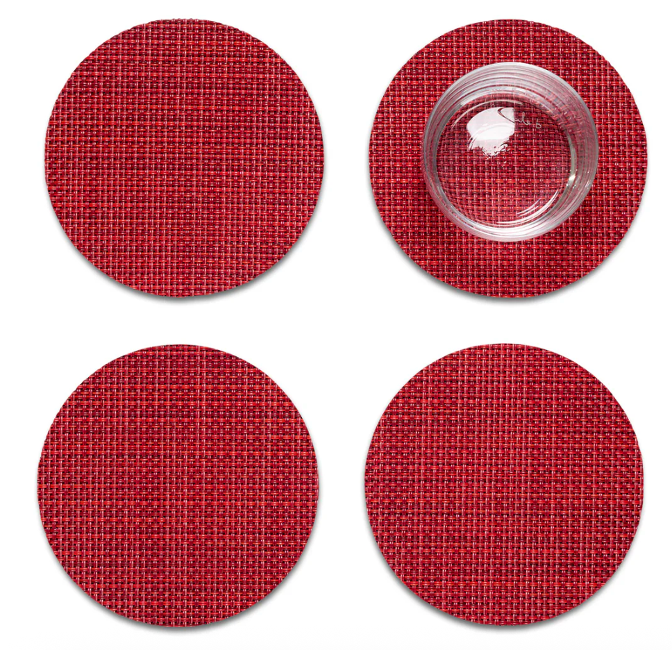 Chilewich Mini Basketweave Coasters - Scarlet – Set of 4