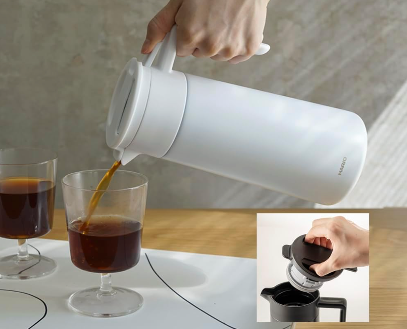 Hario Thermal Server with Ceramic Coating – 27oz. – White