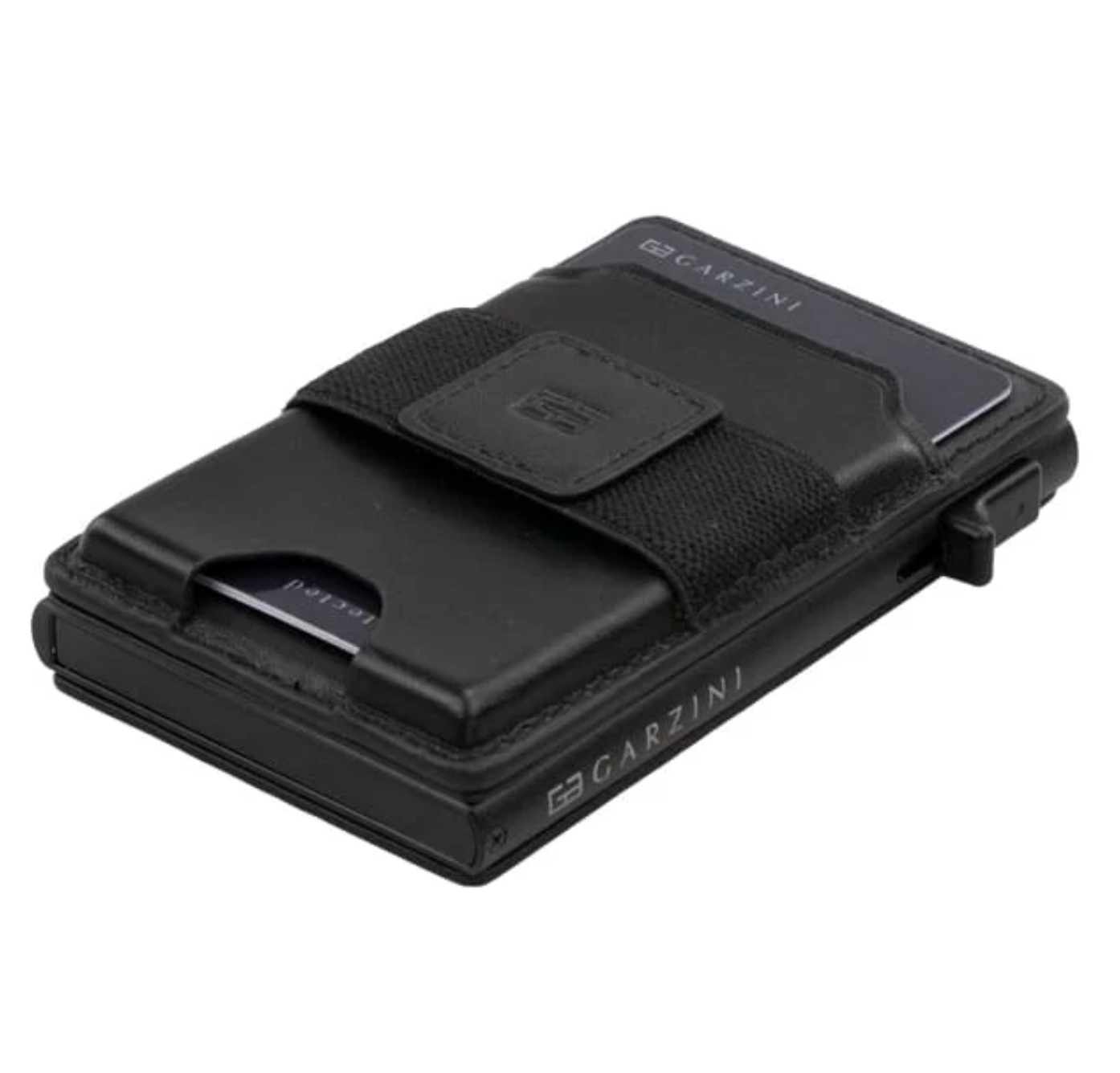 Garzini Magsafe Dual Functionality Leather Wallet & Metal Card Holder – Black