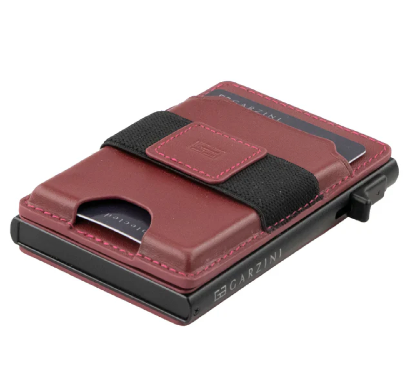 Garzini Magsafe Dual Functionality Leather Wallet & Metal Card Holder – Burgundy