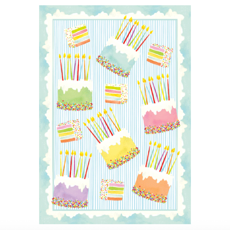 Caspari Cake Frosting Happy Birthday Card – 1 Card & 1 Envelope