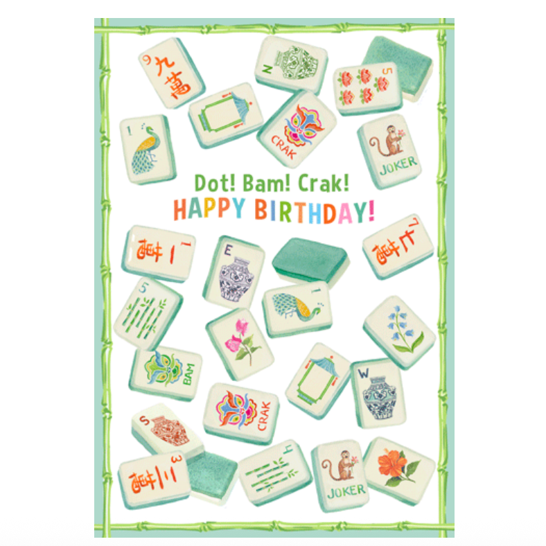 Caspari Mahjong Happy Birthday Card – 1 Card & 1 Envelope