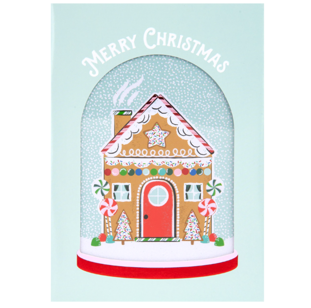 Design Design Gingerbread House in Dome Greeting Card – 1 Card & 1 Envelope