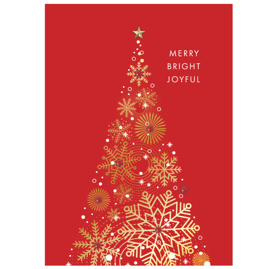 Design Design Red Glitzy Tree Handmade Greeting Card – 1 Card & 1 Envelope