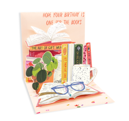 Up With Paper 3D Pop-Up Trinket Birthday Greeting Card – 3"x 3" – Literary Birthday
