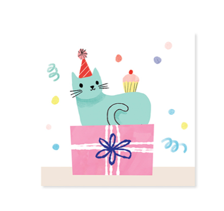 Up With Paper 3D Pop-Up Trinket Birthday Greeting Card – 3"x 3" – Party Cats