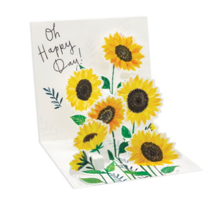 Up With Paper 3D Pop-Up Trinket Birthday Greeting Card – 3"x 3" – Sunflowers