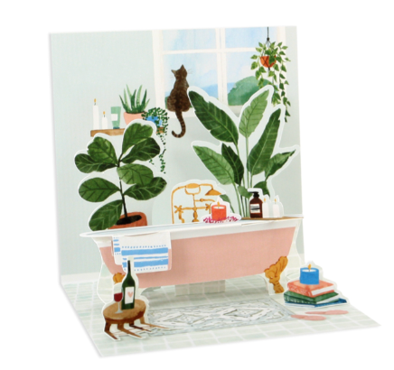 Up With Paper 3D Pop-Up Trinket Greeting Card – 3"x 3" – Bathtub