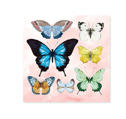 Up With Paper 3D Pop-Up Trinket Greeting Card – 3"x 3" – Watercolor Butterflies