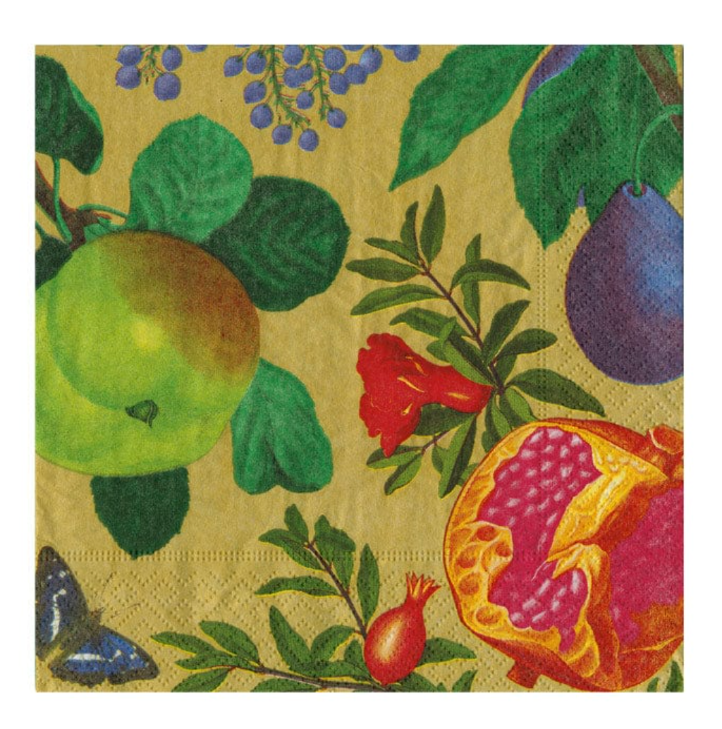 Caspari Royal Orchard Gold Christmas Cocktail Napkins – 20pk