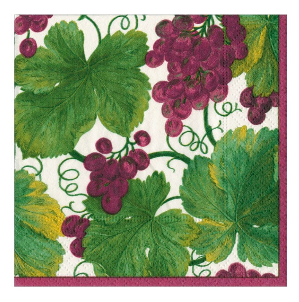 Caspari Vineyard Bordeaux Cocktail Napkin - 20pk