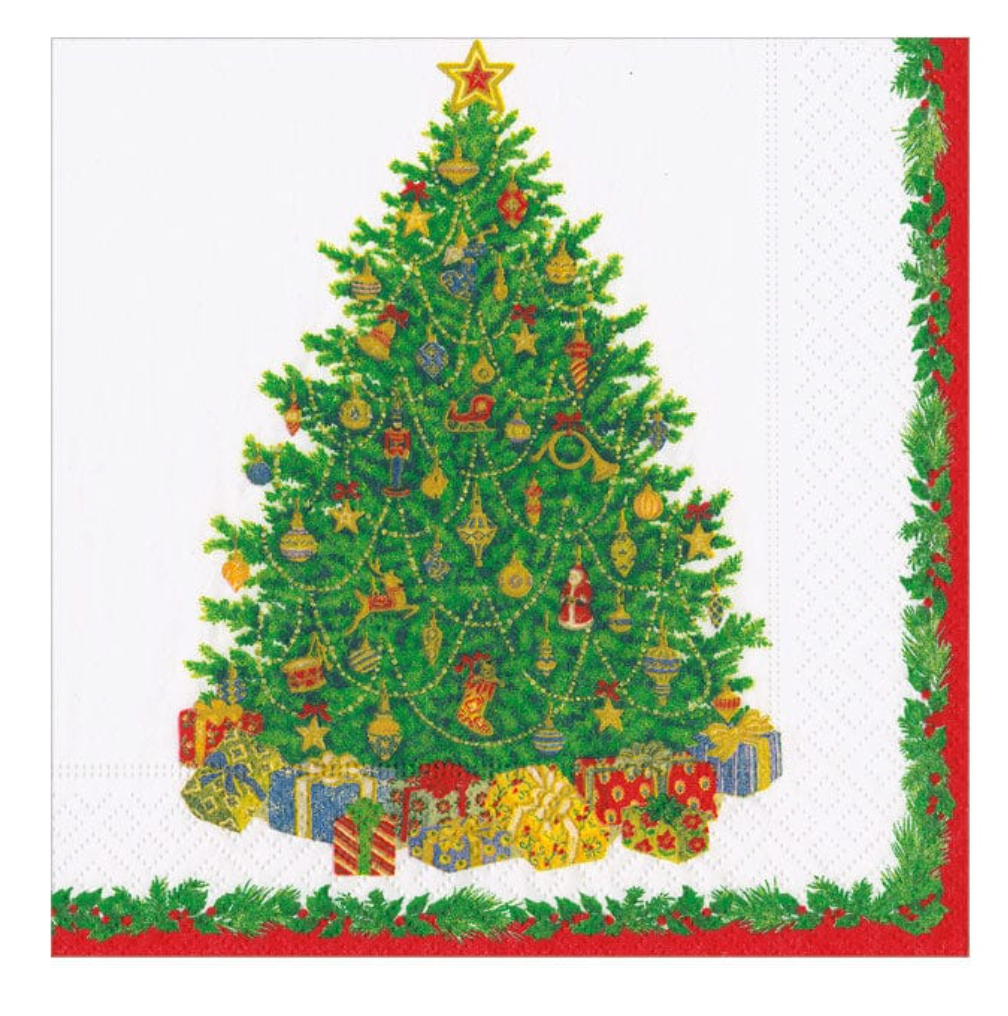 Caspari Christmas Tree Cocktail Napkin - 20pk