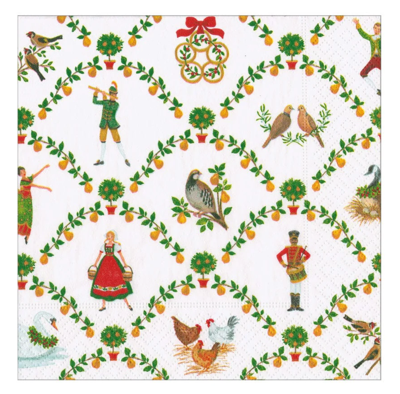 Caspari On The Twelfth Day Of Christmas Luncheon Napkins - 20pk